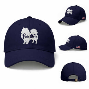 Proud Pom Mom Baseball Cap Pomeranian Dog Lover Gift TS12 Baseball Cap Universal Fit Dark Blue Print Your Wear