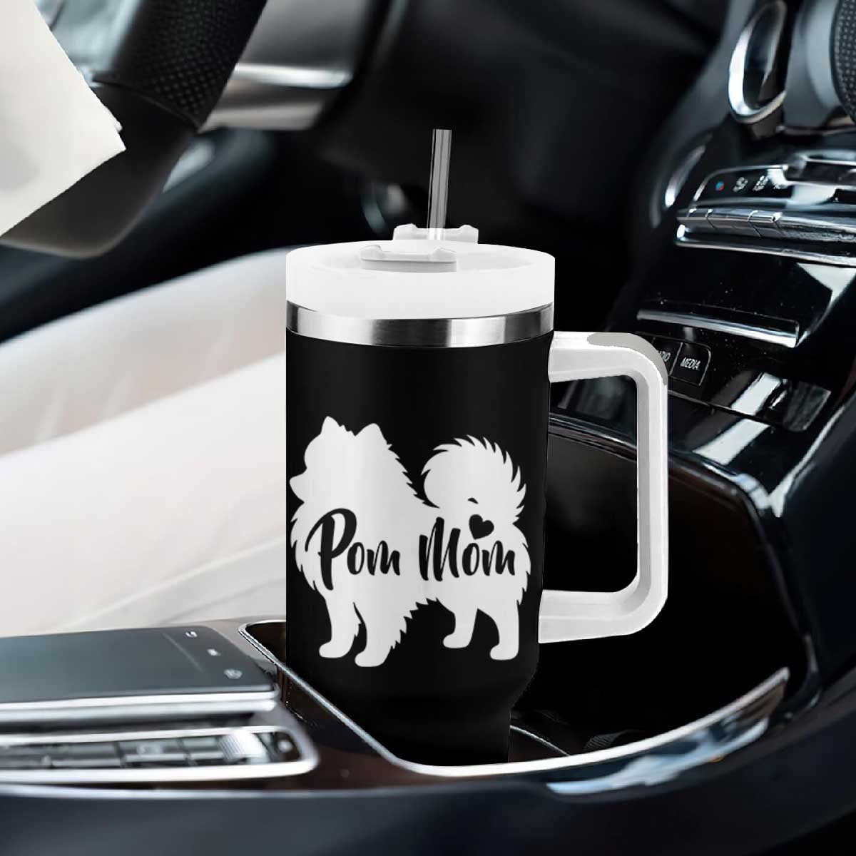 Proud Pom Mom Tumbler With Handle Pomeranian Dog Lover Gift TS12 Print Your Wear
