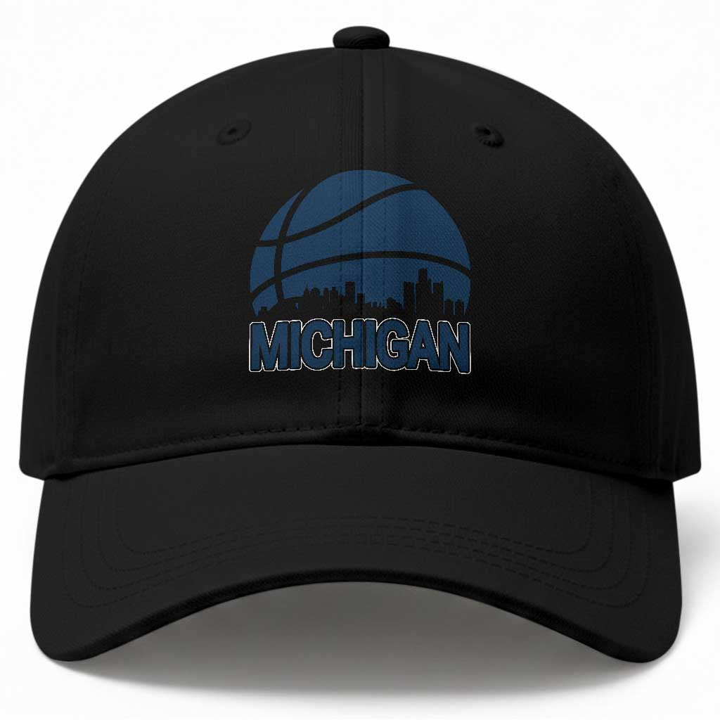 Vintage Urban Michigan Skyline Baseball Cap Gift For Basketball Fan TS12 Print Your Wear