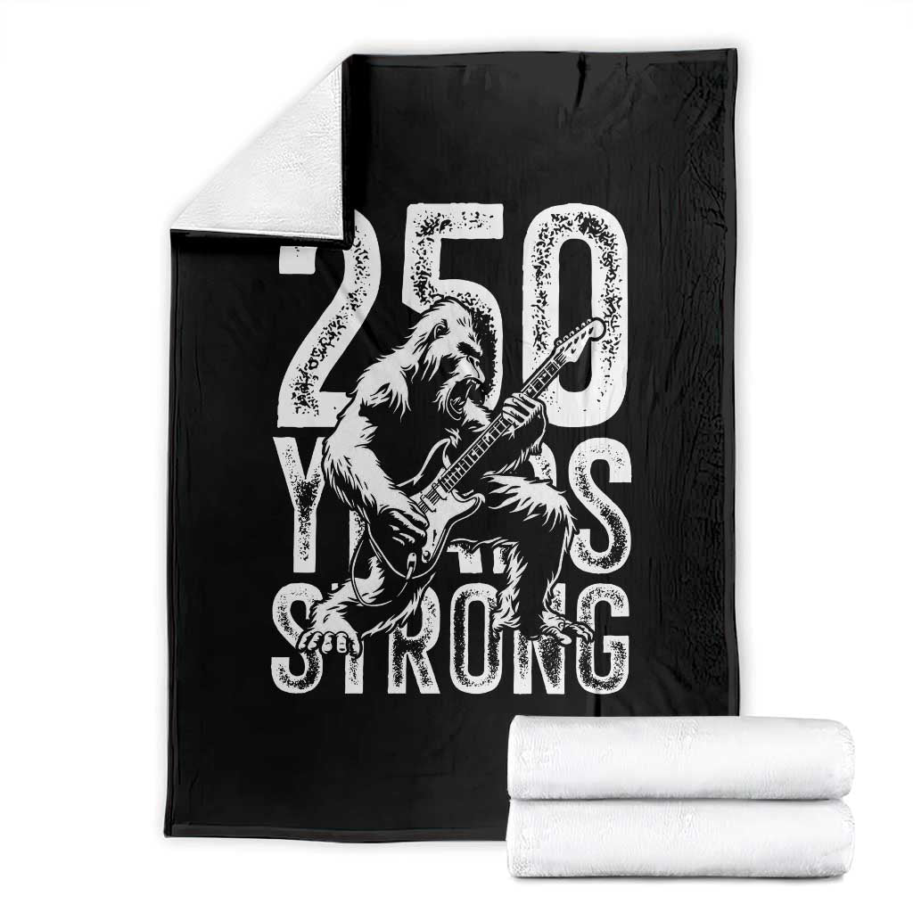 250 Years Strong Bigfoot Guitar Throw Blanket USA 250th Anniversary Gift TS12 Black Print Your Wear