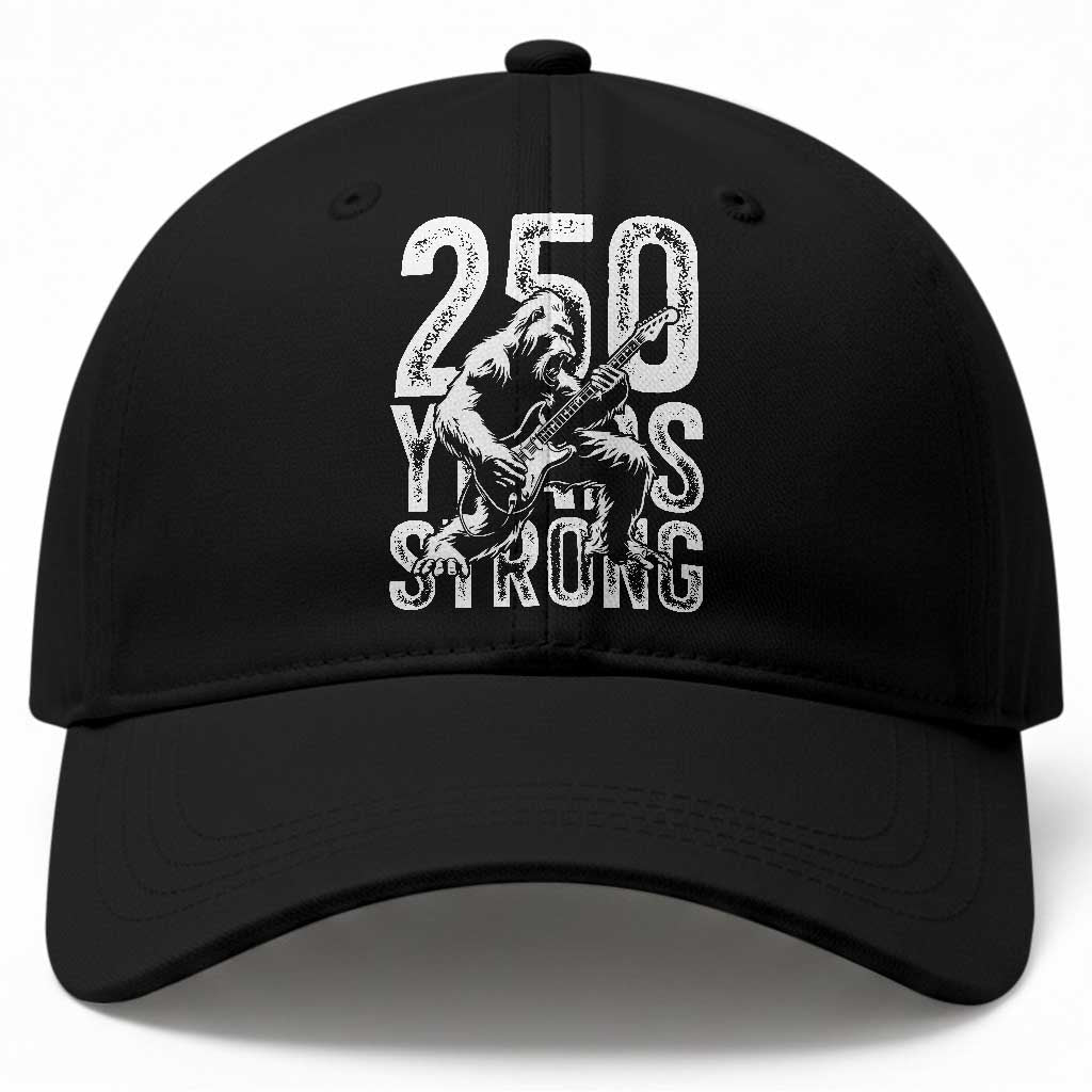 250 Years Strong Bigfoot Guitar Baseball Cap USA 250th Anniversary Gift TS12 Print Your Wear