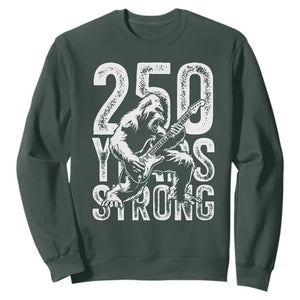 250 Years Strong Bigfoot Guitar Sweatshirt USA 250th Anniversary Gift TS12 Dark Forest Green Print Your Wear