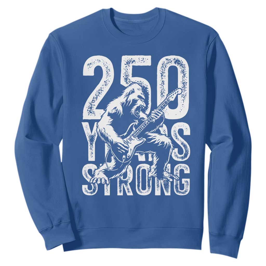 250 Years Strong Bigfoot Guitar Sweatshirt USA 250th Anniversary Gift TS12 Royal Blue Print Your Wear