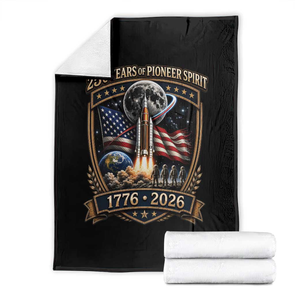 Astronaut 250 Years Of Pioneer Spirit Throw Blanket Patriotic Astronaut Graphic Gift TS12 Black Print Your Wear