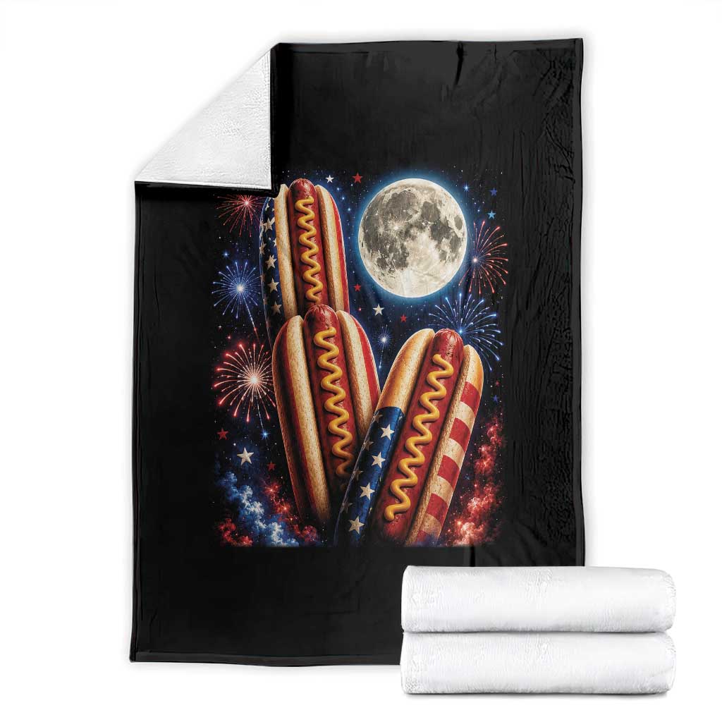 4th Of July Hotdog Fireworks Throw Blanket American Food Lovers TS12 Black Print Your Wear