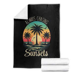 Vintage Always Chasing Sunsets Throw Blanket Hawaiian Tropical Beach Graphic TS12 Black Print Your Wear
