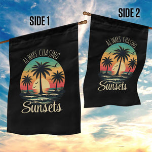 Vintage Always Chasing Sunsets Garden Flag Hawaiian Tropical Beach Graphic TS12 Print Your Wear
