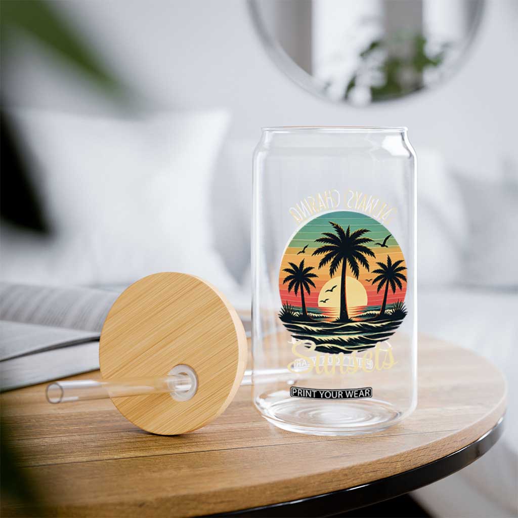 Vintage Always Chasing Sunsets Glass Can Hawaiian Tropical Beach Graphic TS12 Print Your Wear