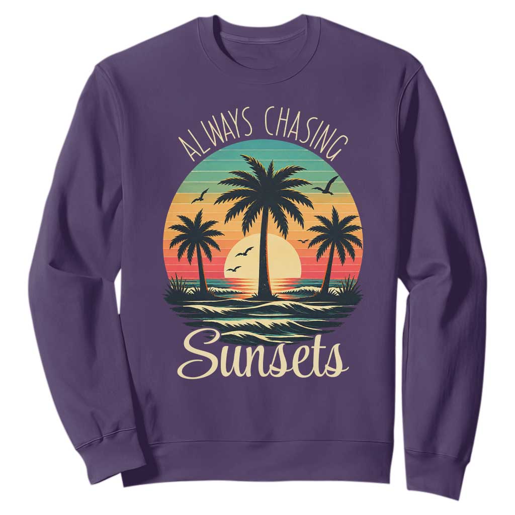 Vintage Always Chasing Sunsets Sweatshirt Hawaiian Tropical Beach Graphic TS12 Purple Print Your Wear