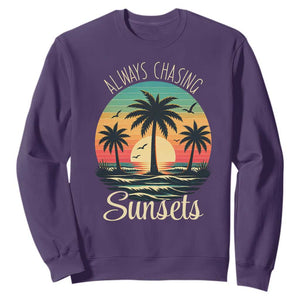 Vintage Always Chasing Sunsets Sweatshirt Hawaiian Tropical Beach Graphic TS12 Purple Print Your Wear