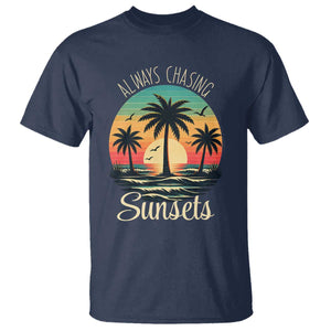 Vintage Always Chasing Sunsets T Shirt Hawaiian Tropical Beach Graphic TS12 Navy Print Your Wear