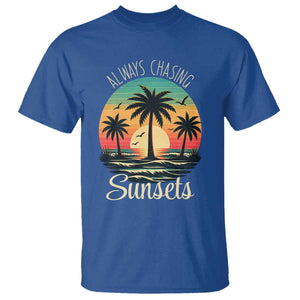 Vintage Always Chasing Sunsets T Shirt Hawaiian Tropical Beach Graphic TS12 Royal Blue Print Your Wear