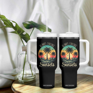 Vintage Always Chasing Sunsets Tumbler With Handle Hawaiian Tropical Beach Graphic TS12 Print Your Wear