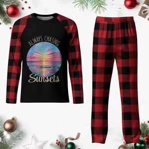 Always Chasing Sunsets Plaid Pajama Set Summer Vacation Travel Gift TS12 Buffalo Plaid Print Your Wear