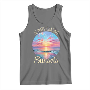 Always Chasing Sunsets Tank Top Summer Vacation Travel Gift TS12 Black Heather Print Your Wear