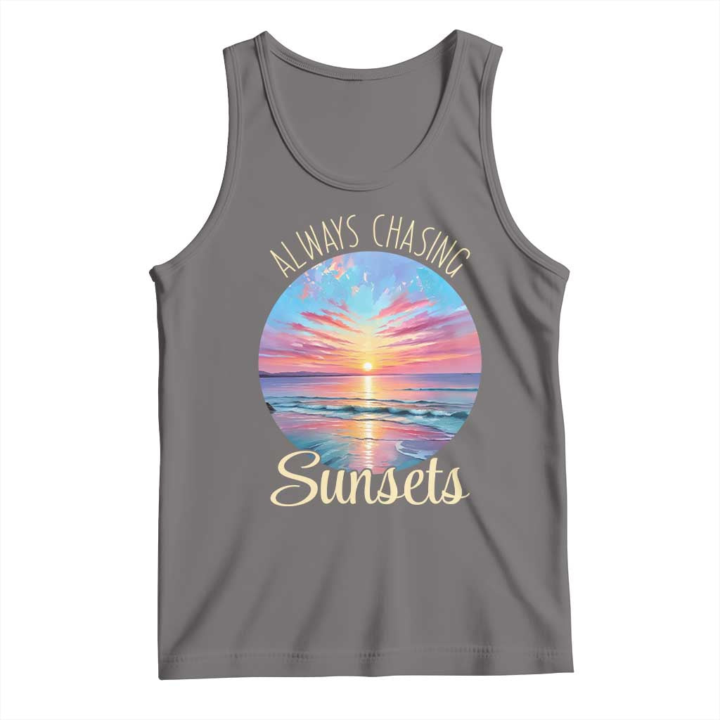 Always Chasing Sunsets Tank Top Summer Vacation Travel Gift TS12 Deep Heather Print Your Wear