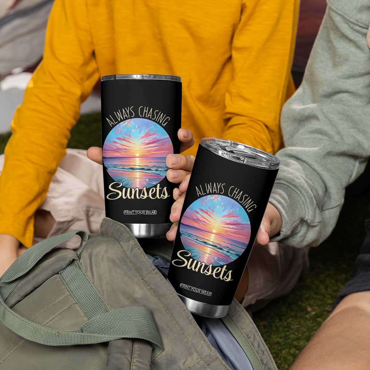 Always Chasing Sunsets Tumbler Cup Summer Vacation Travel Gift TS12 Print Your Wear