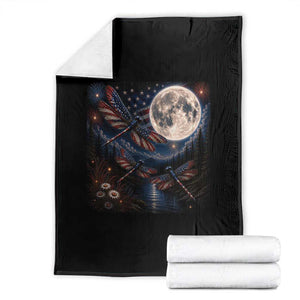American Flag Dragonfly Patriotic 4th Of July Throw Blanket TS12 Black Print Your Wear