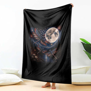 American Flag Dragonfly Patriotic 4th Of July Throw Blanket TS12 Print Your Wear