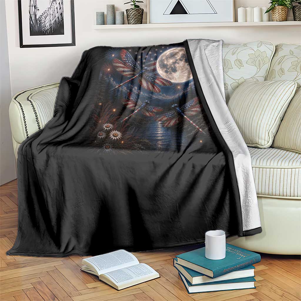 American Flag Dragonfly Patriotic 4th Of July Throw Blanket TS12 Print Your Wear