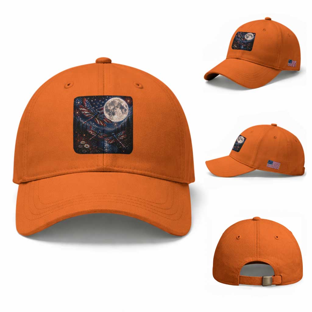 American Flag Dragonfly Patriotic 4th Of July Baseball Cap TS12 Baseball Cap Universal Fit Orange Print Your Wear
