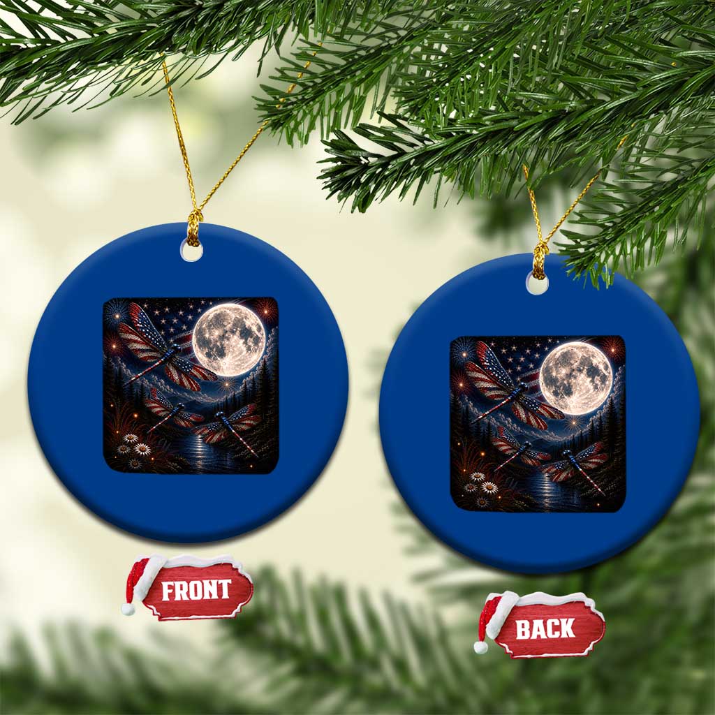 American Flag Dragonfly Patriotic 4th Of July Ceramic Ornament TS12 1pc Blue Print Your Wear