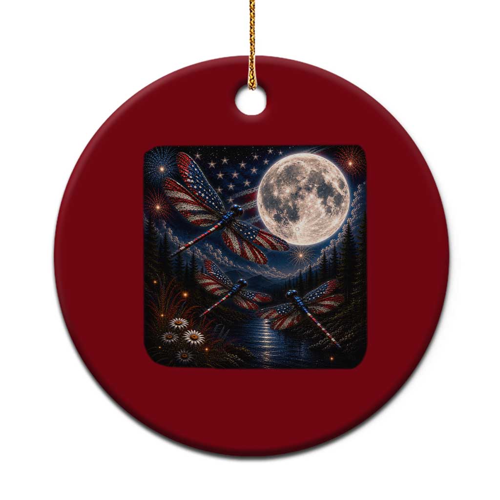 American Flag Dragonfly Patriotic 4th Of July Ceramic Ornament TS12 1pc Red Print Your Wear