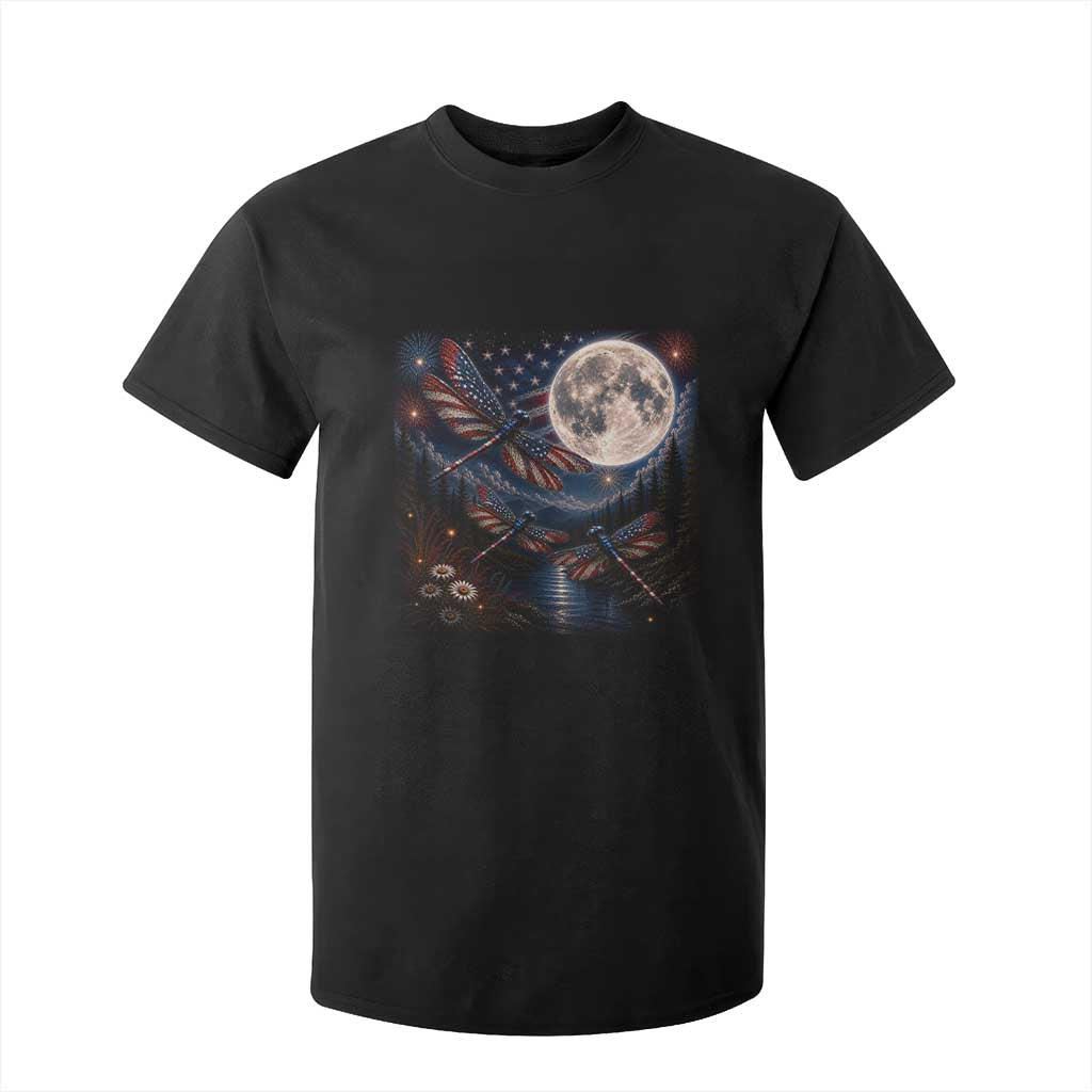 American Flag Dragonfly Patriotic 4th Of July T Shirt For Kid TS12 Black Print Your Wear