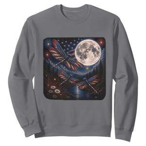 American Flag Dragonfly Patriotic 4th Of July Sweatshirt TS12 Charcoal Print Your Wear