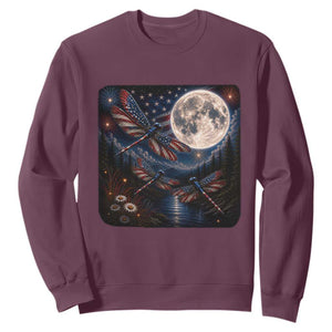 American Flag Dragonfly Patriotic 4th Of July Sweatshirt TS12 Maroon Print Your Wear