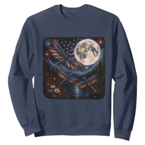 American Flag Dragonfly Patriotic 4th Of July Sweatshirt TS12 Navy Print Your Wear