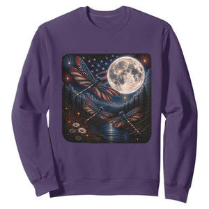 American Flag Dragonfly Patriotic 4th Of July Sweatshirt TS12 Purple Print Your Wear