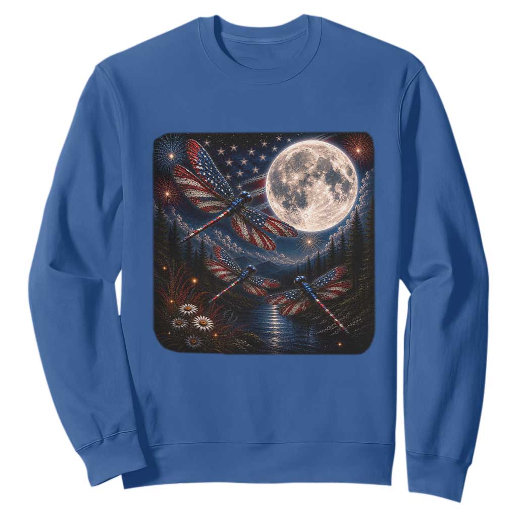 American Flag Dragonfly Patriotic 4th Of July Sweatshirt TS12 Royal Blue Print Your Wear