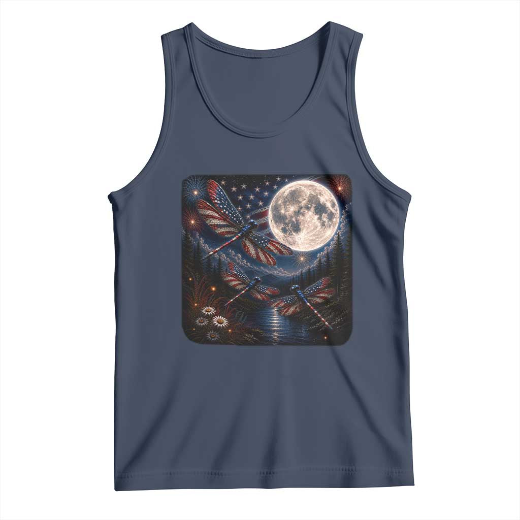 American Flag Dragonfly Patriotic 4th Of July Tank Top TS12 Navy Print Your Wear