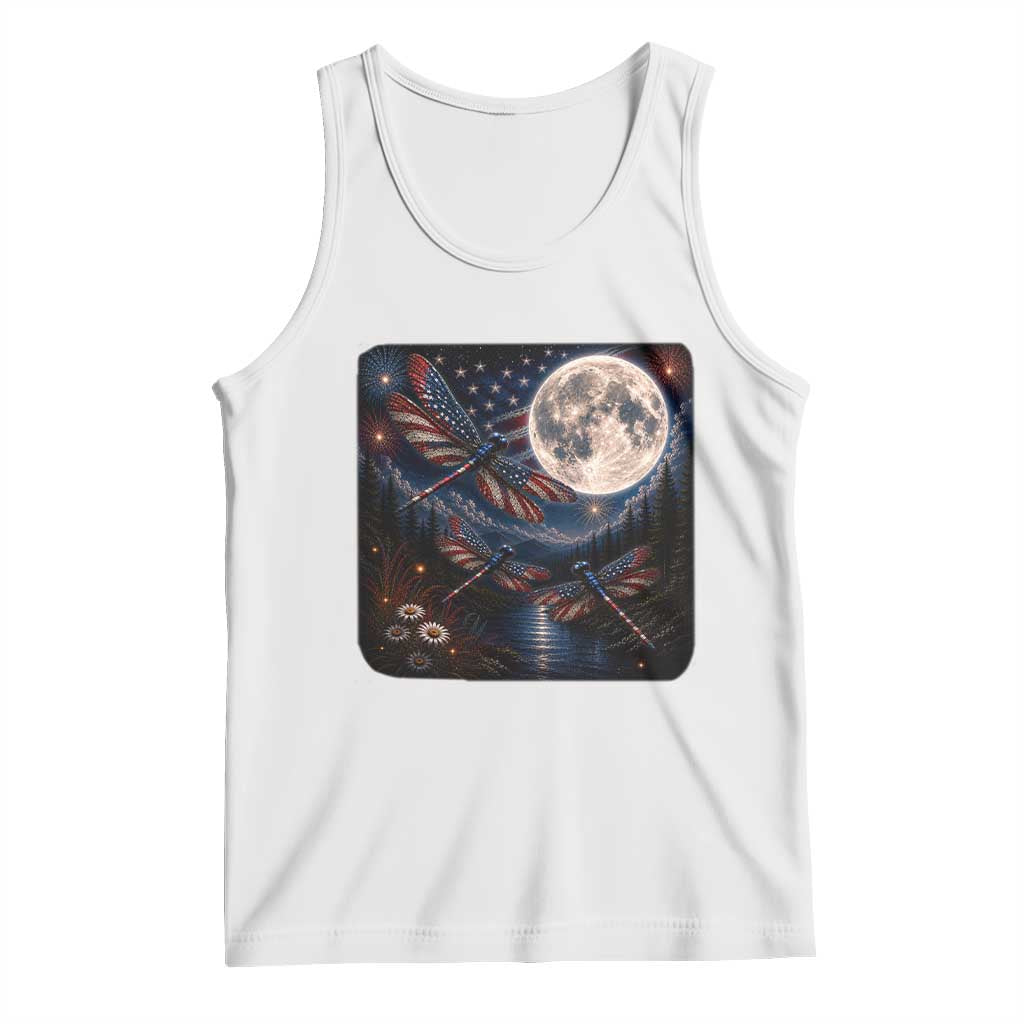 American Flag Dragonfly Patriotic 4th Of July Tank Top TS12 White Print Your Wear