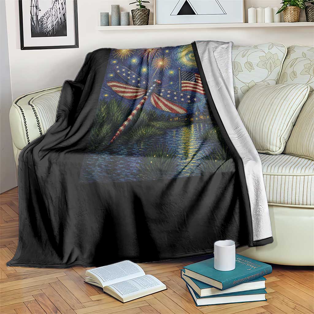 Patriotic Dragonfly Starry Night Swirls Throw Blanket Nature Lovers TS12 Print Your Wear