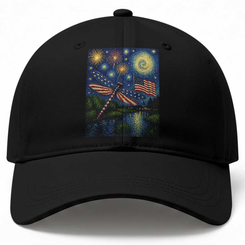 Patriotic Dragonfly Starry Night Swirls Baseball Cap Nature Lovers TS12 Print Your Wear