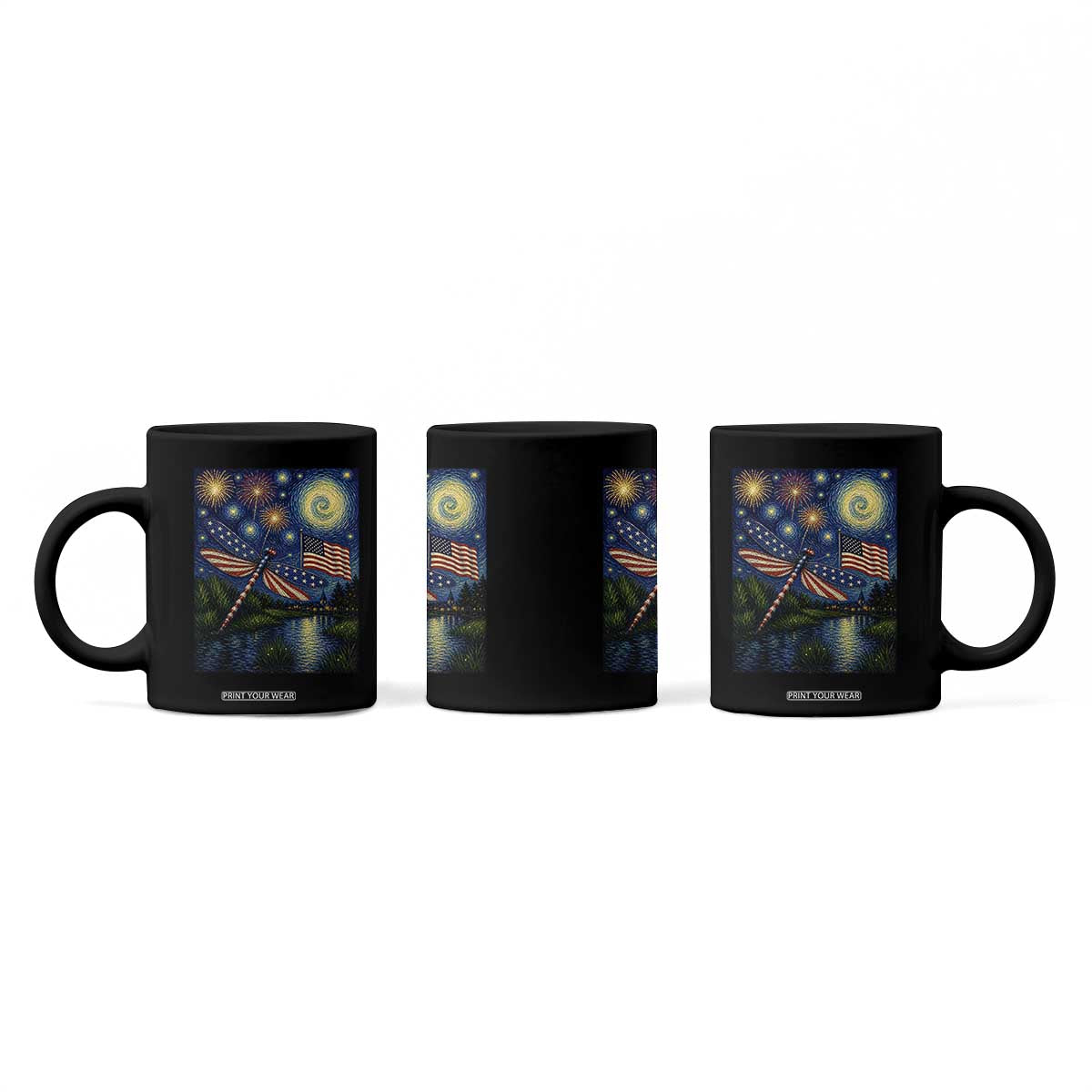Patriotic Dragonfly Starry Night Swirls Coffee Mug Nature Lovers TS12 Print Your Wear