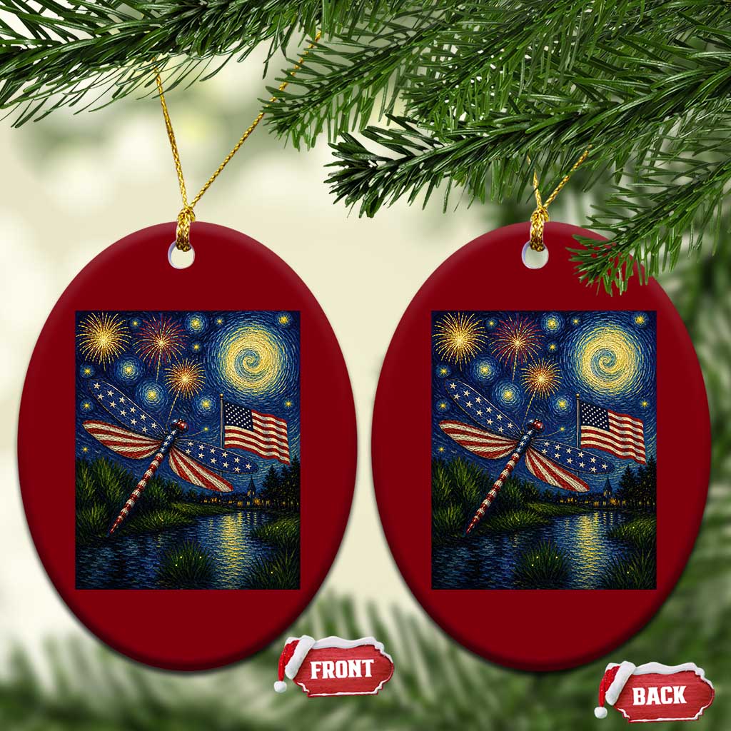 Patriotic Dragonfly Starry Night Swirls Ceramic Ornament Nature Lovers TS12 Print Your Wear