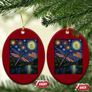 Patriotic Dragonfly Starry Night Swirls Ceramic Ornament Nature Lovers TS12 Print Your Wear