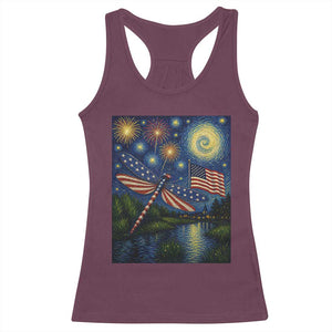 Patriotic Dragonfly Starry Night Swirls Racerback Tank Top Nature Lovers TS12 Maroon Print Your Wear