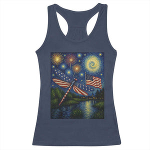 Patriotic Dragonfly Starry Night Swirls Racerback Tank Top Nature Lovers TS12 Navy Print Your Wear