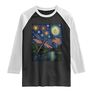 Patriotic Dragonfly Starry Night Swirls Raglan Shirt Nature Lovers TS12 Black White Print Your Wear