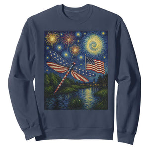 Patriotic Dragonfly Starry Night Swirls Sweatshirt Nature Lovers TS12 Navy Print Your Wear