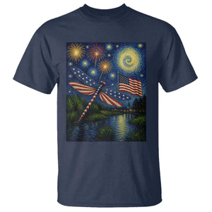 Patriotic Dragonfly Starry Night Swirls T Shirt Nature Lovers TS12 Navy Print Your Wear