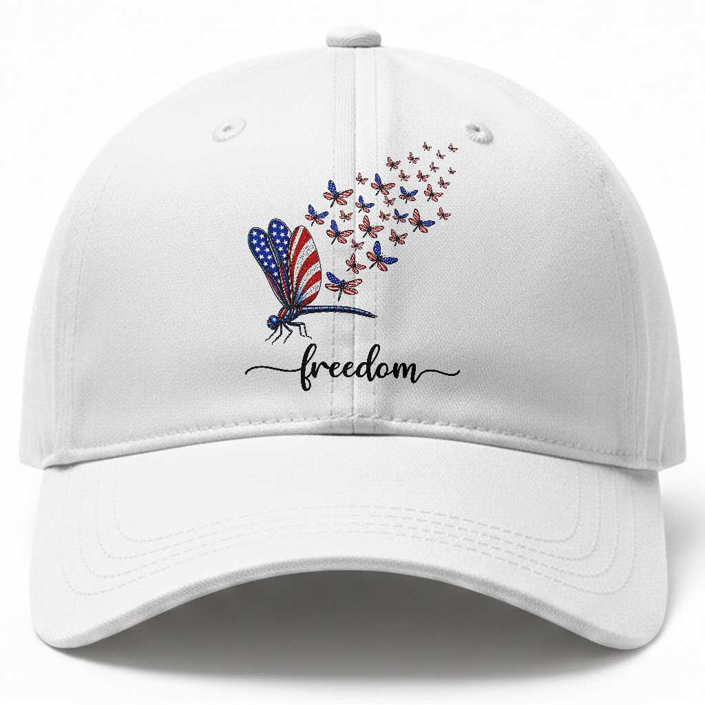 Freedom Dragonfly American Flag 4th Of July Baseball Cap Patriotic Nature Lover Graphic TS12 Print Your Wear