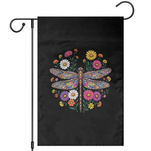 Boho Floral Spring Dragonfly Garden Flag Colorful Mosaic Insect TS12 Black Print Your Wear