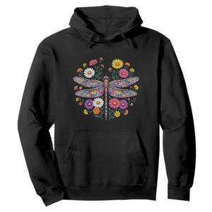 Boho Floral Spring Dragonfly Hoodie Colorful Mosaic Insect TS12 Black Print Your Wear
