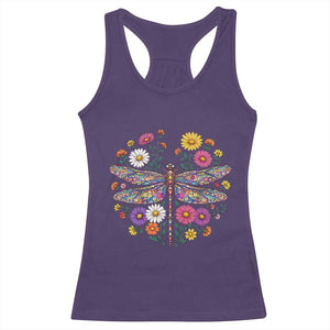 Boho Floral Spring Dragonfly Racerback Tank Top Colorful Mosaic Insect TS12 Purple Print Your Wear