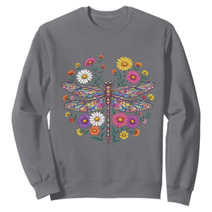 Boho Floral Spring Dragonfly Sweatshirt Colorful Mosaic Insect TS12 Charcoal Print Your Wear